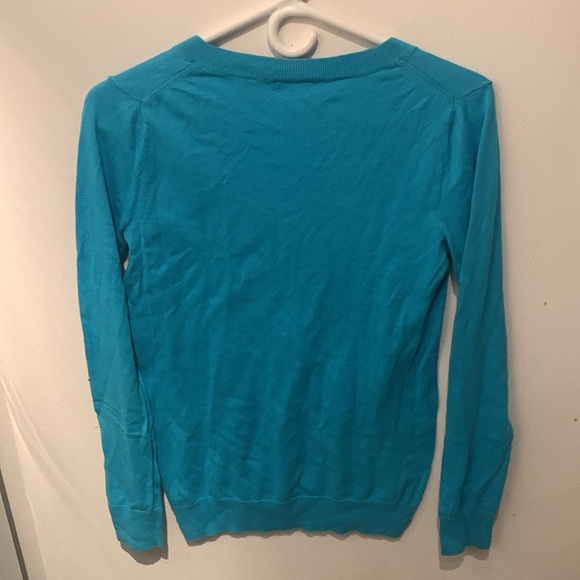 Beautiful Vintage Aqua Blue GAP Silk/Cotton Blend V Neck Sweater SZ XS 😍 - Picture 4 of 4